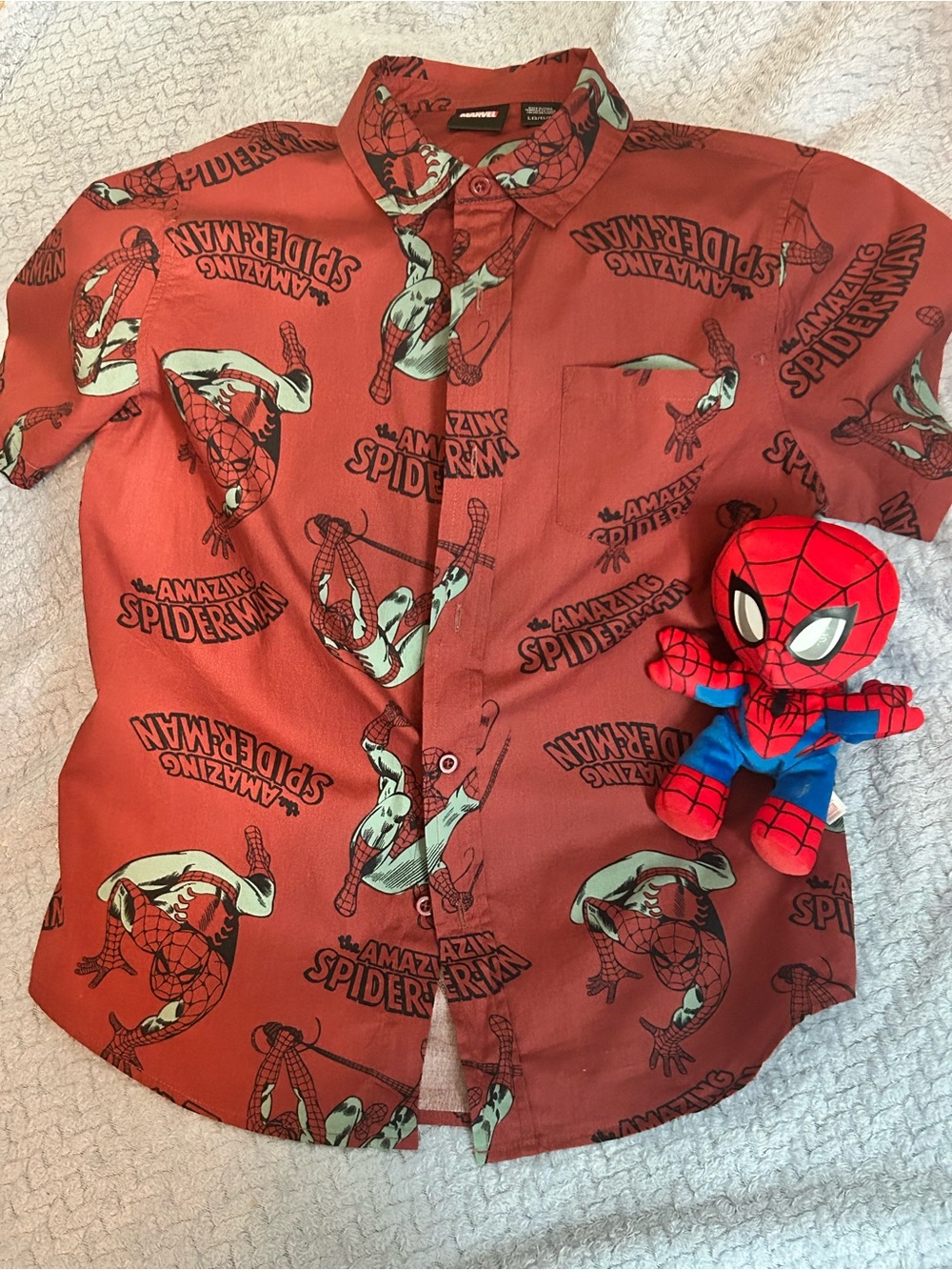 Marvel Red Spider-Man Button Down Shirt for Kids